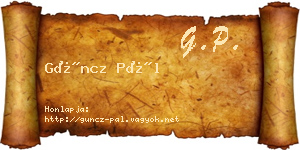 Güncz Pál névjegykártya